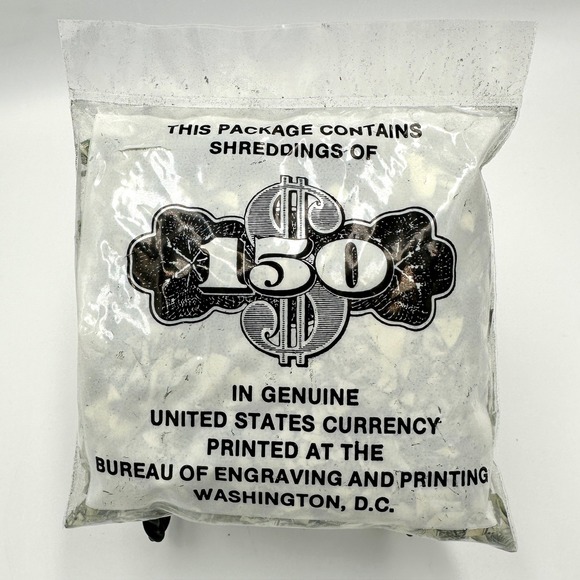 Bureau of Engraving and Printing Shredded US Currency $150 Souvenir Bag DC